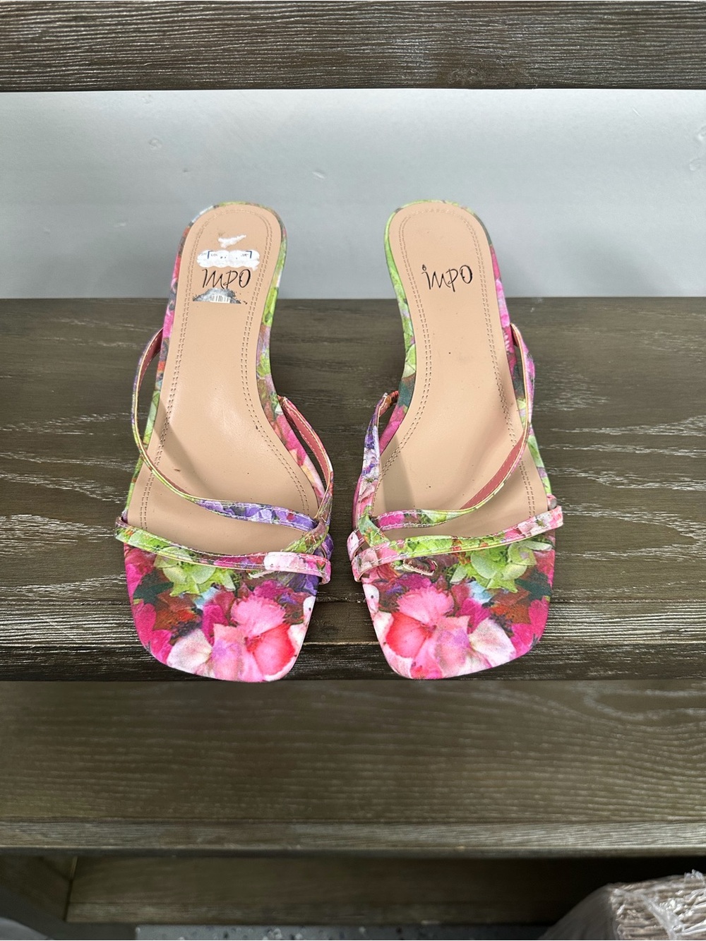Impo Floral Strappy Heeled Sandals in Pink and Green